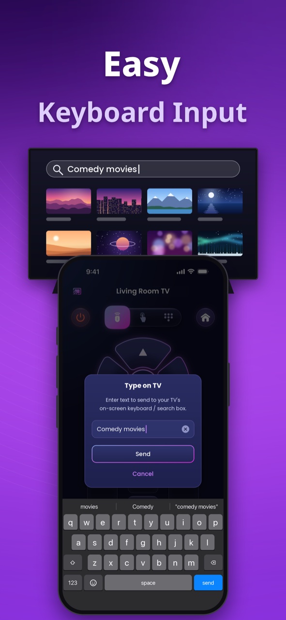 Easy keyboard input: type on your TV from your phone