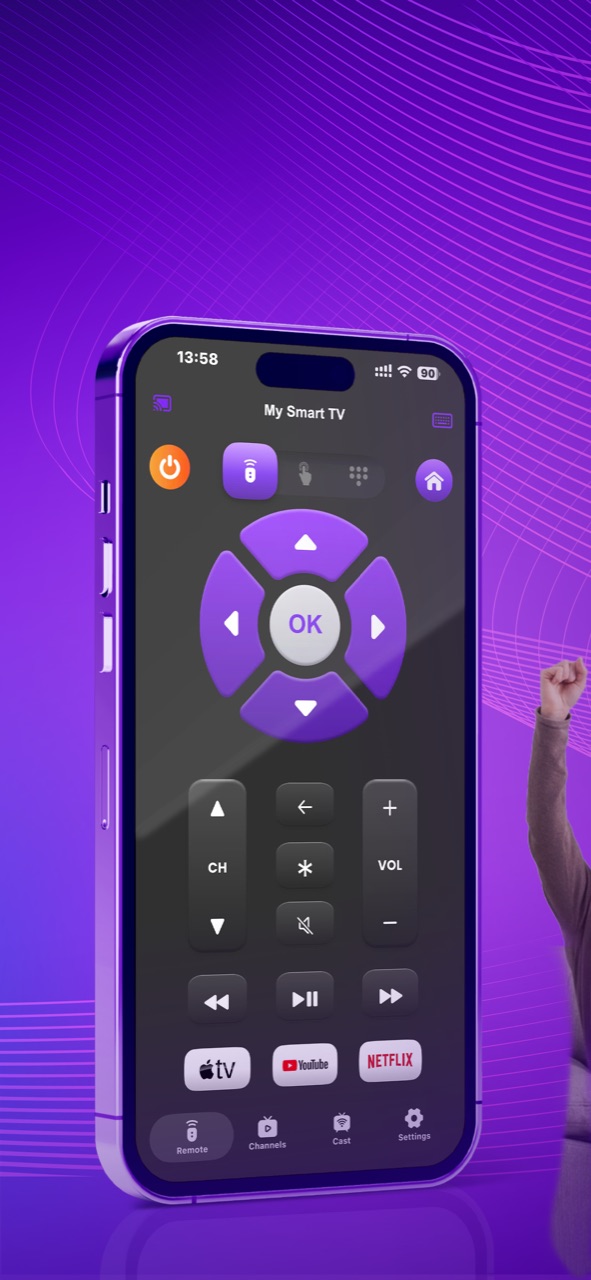 iRemote app remote control screen on iPhone